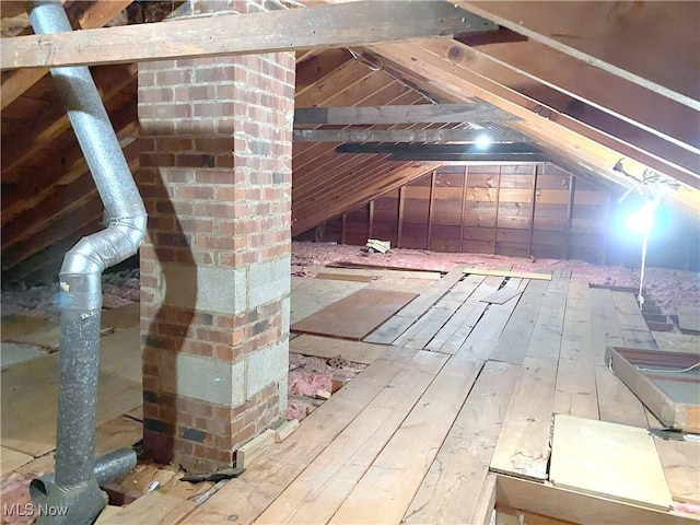 view of unfinished attic