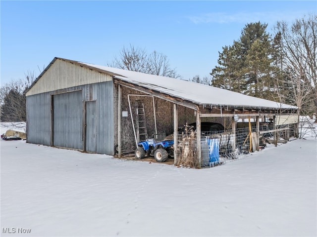 view of snow covered structure