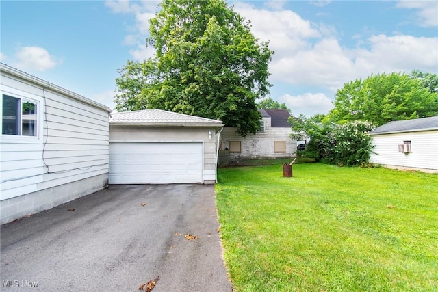 view of yard featuring a garage