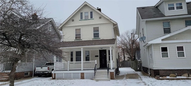 view of front property with covered porch