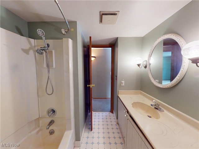 bathroom with shower / washtub combination and vanity