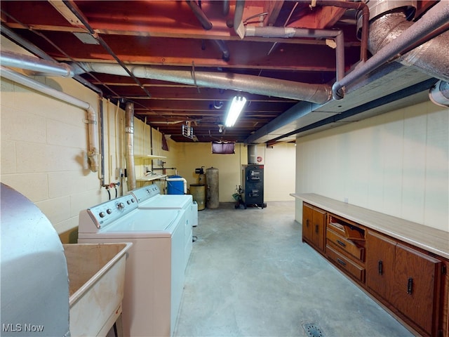 basement with independent washer and dryer