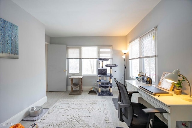 office area featuring light wood-type flooring