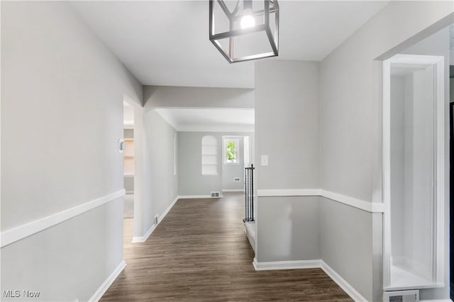 hall featuring dark hardwood / wood-style floors