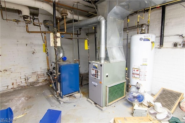 utility room featuring gas water heater