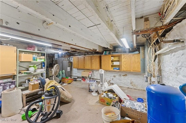 basement with electric water heater