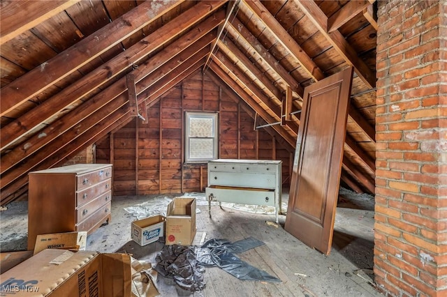 view of unfinished attic