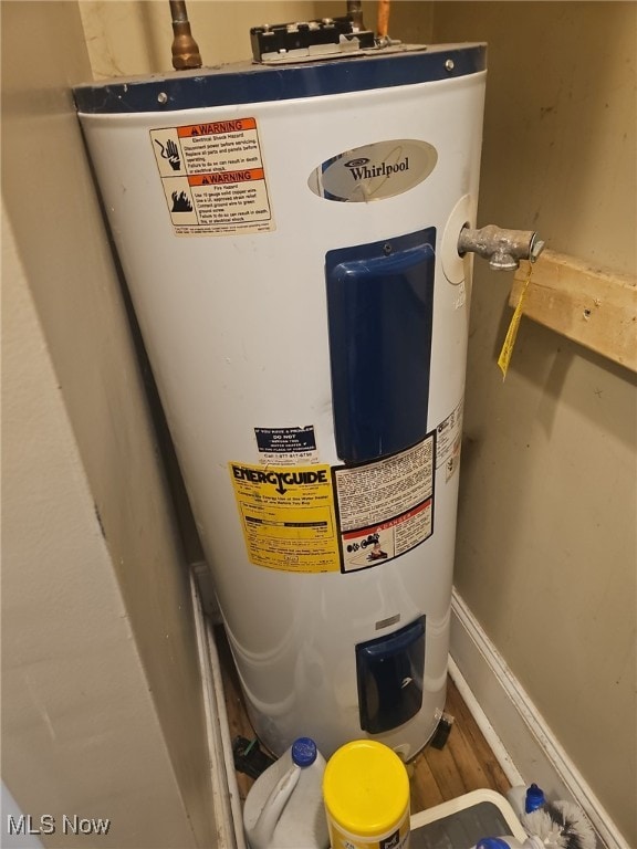 utility room featuring water heater