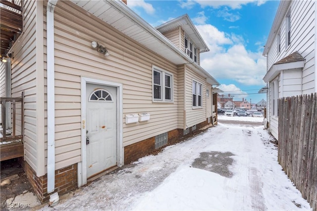 view of snowy exterior