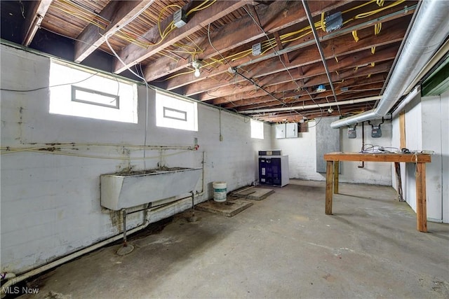 basement with sink