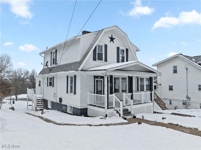 view of front of home featuring covered porch