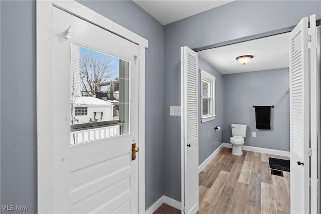 bathroom featuring toilet and hardwood / wood-style flooring