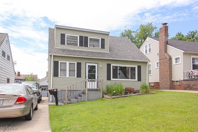 view of front of home with a front yard