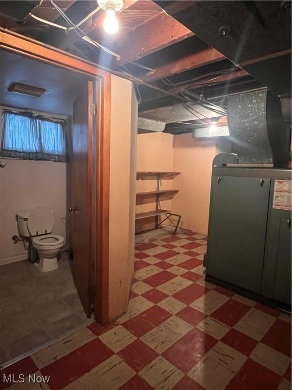 basement with heating unit