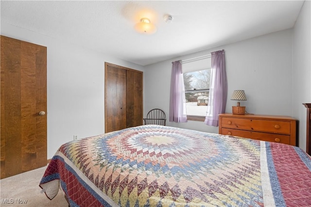 bedroom with a closet and carpet