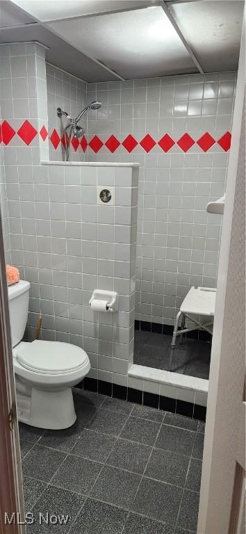 bathroom with toilet and a shower