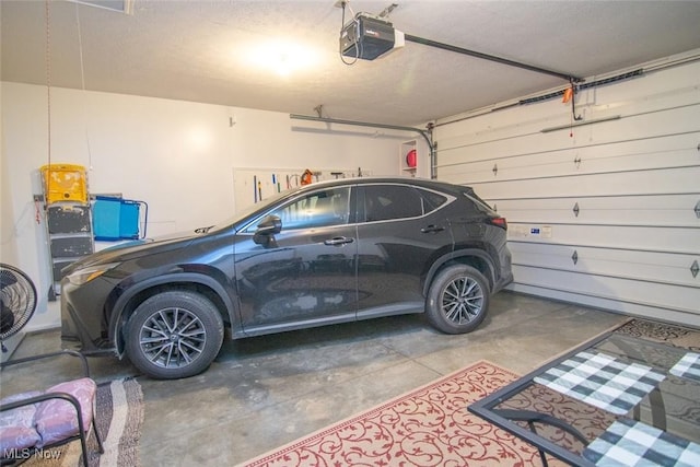 garage with a garage door opener