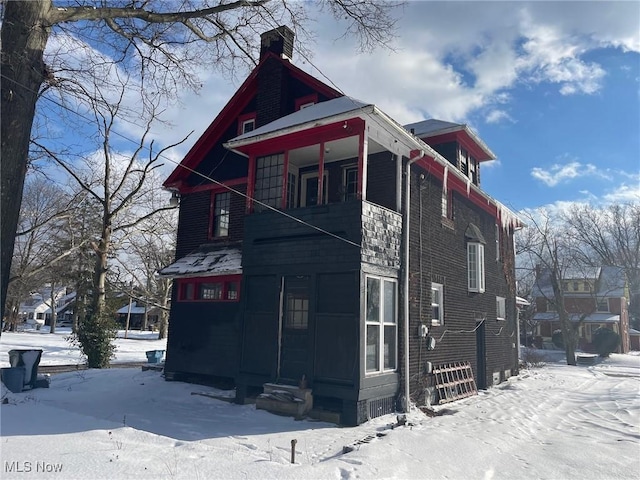 view of snow covered exterior