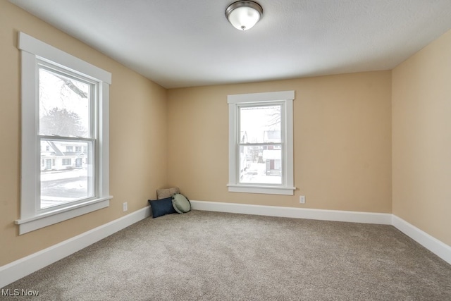 unfurnished room with carpet floors