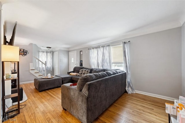 living room featuring light hardwood / wood-style floors