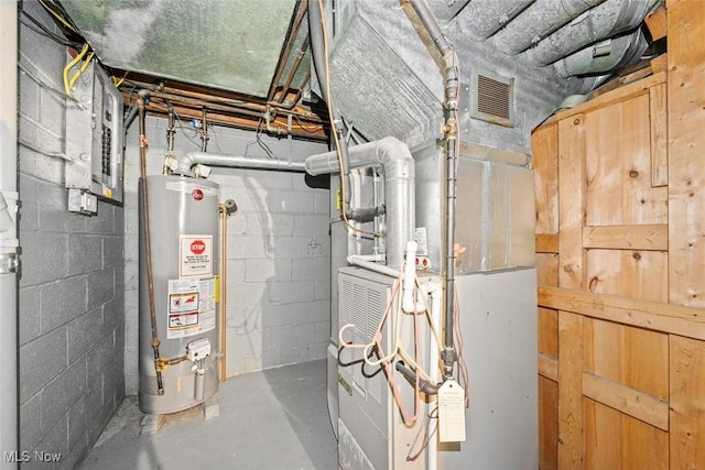 utilities with heating unit and gas water heater