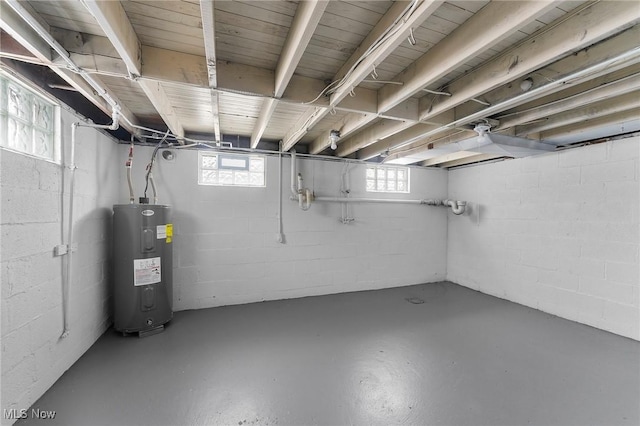 basement with water heater