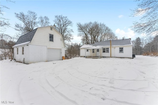 exterior space with a garage