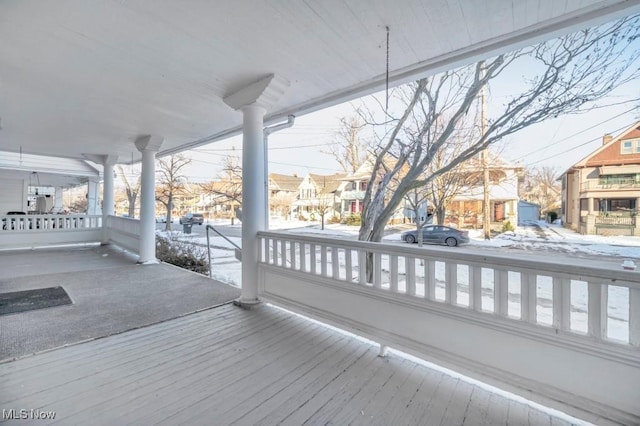 deck with covered porch