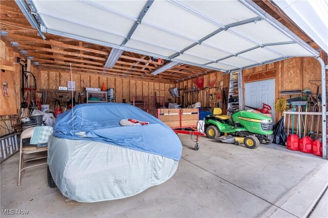 view of garage