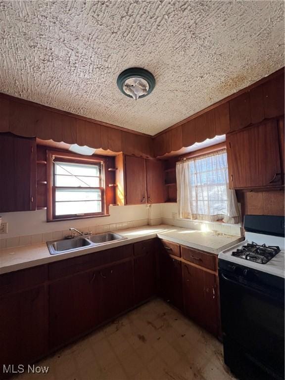 kitchen featuring sink and gas range oven