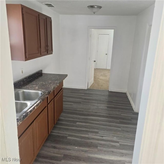 kitchen with dark wood-type flooring and sink