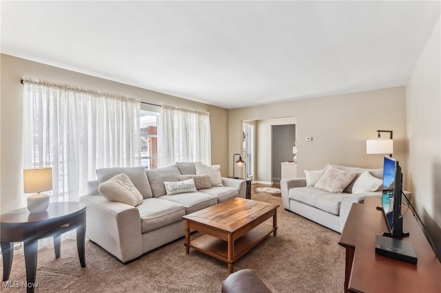 living room with carpet