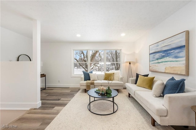 living room with hardwood / wood-style floors