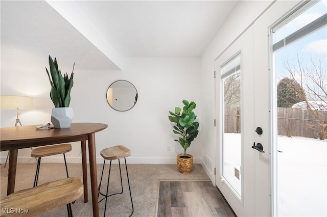 entryway featuring carpet floors