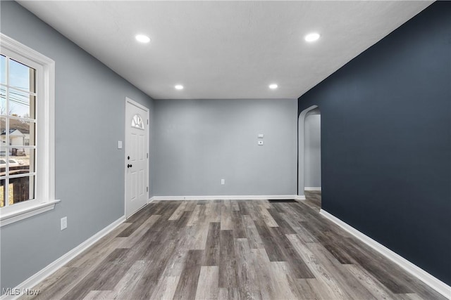 foyer featuring dark hardwood / wood-style floors