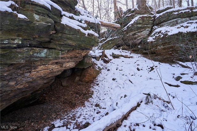 view of snow covered land