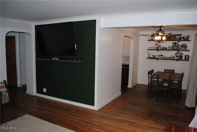 kitchen featuring dark wood-type flooring