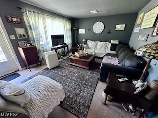 living room with carpet and a healthy amount of sunlight