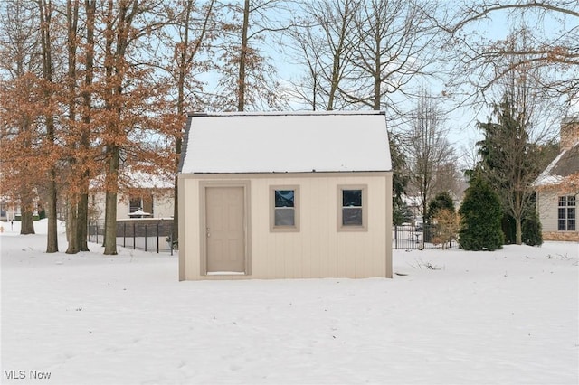 view of snow covered structure