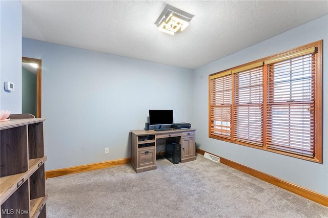 office space featuring light colored carpet