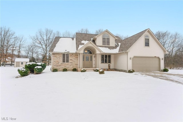 view of front of property featuring a garage