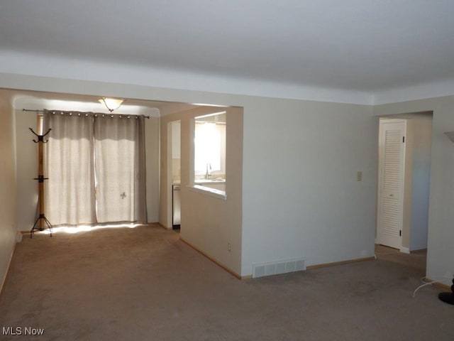 spare room with sink and carpet floors