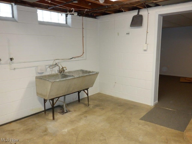 basement featuring sink