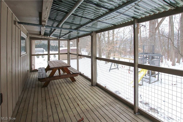 view of unfurnished sunroom