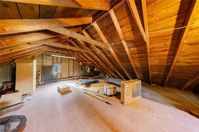 view of unfinished attic