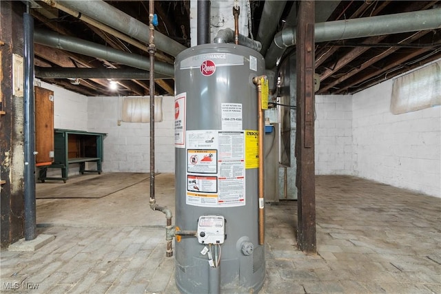 utility room featuring gas water heater