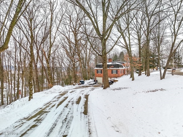 view of yard covered in snow