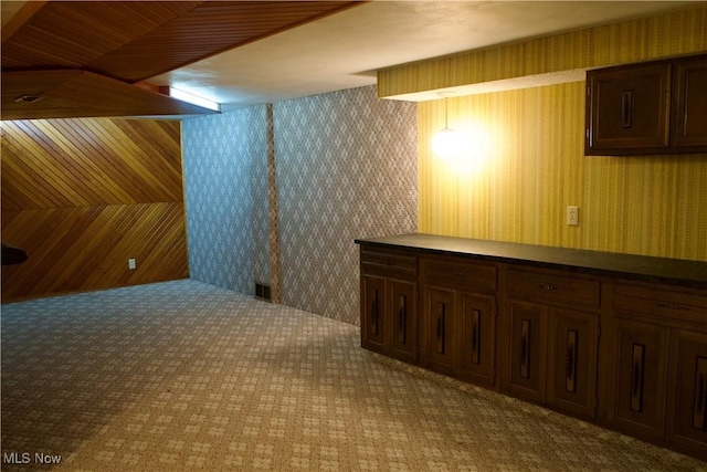 basement with light carpet