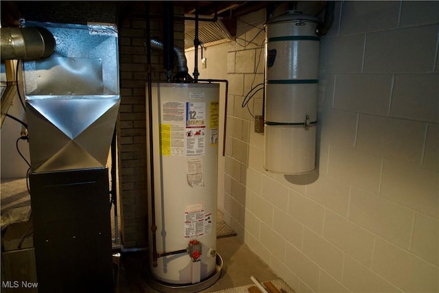 utility room with water heater