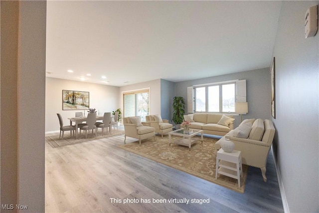 living room featuring light hardwood / wood-style flooring